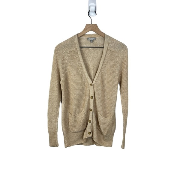J. Crew Relaxed Cotton Linen Blend Cardigan Sweater - Picture 1 of 6